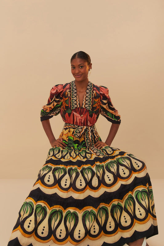 black coconut tree flow maxi dress