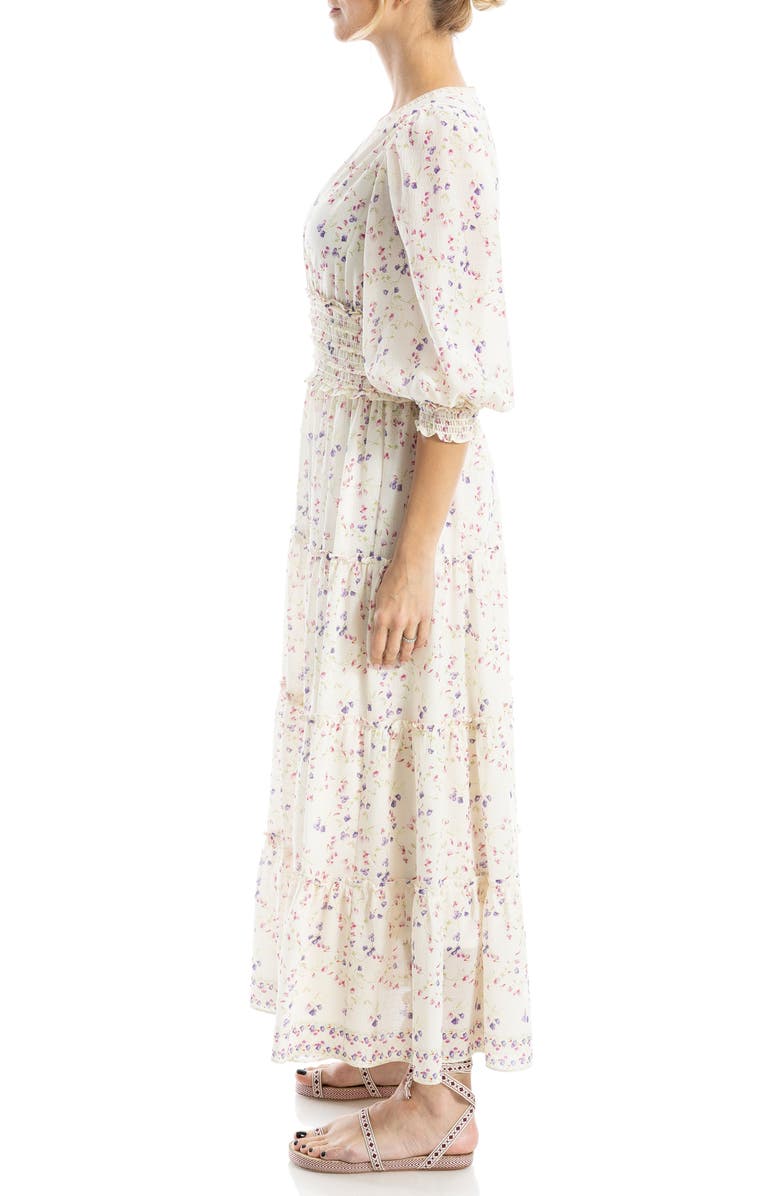 MAX STUDIO Floral Balloon Sleeve Tiered Maxi Dress