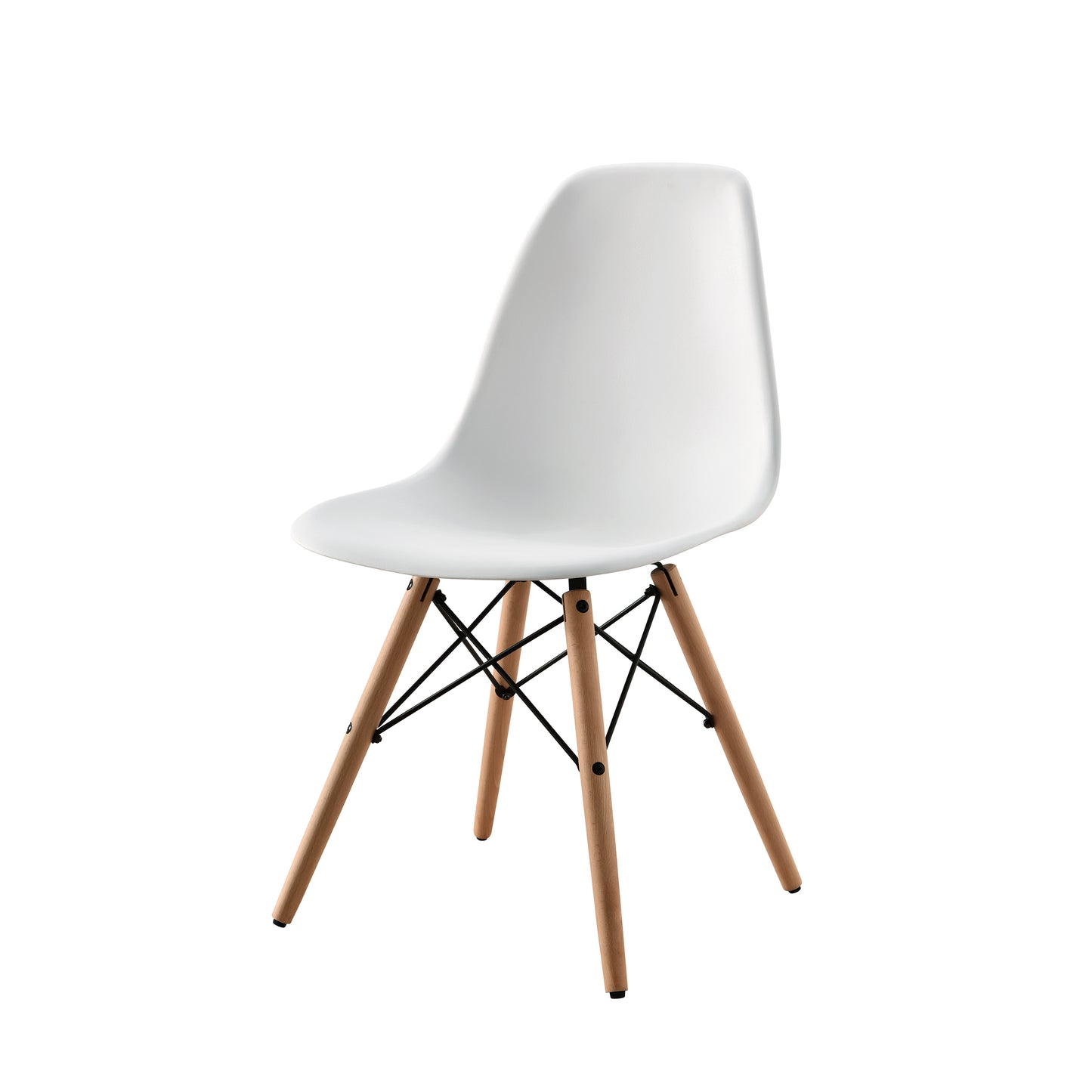 Walmart Mainstays Mid-Century Modern Dining Chair, Set of 4, White and Beech Color for Indoor