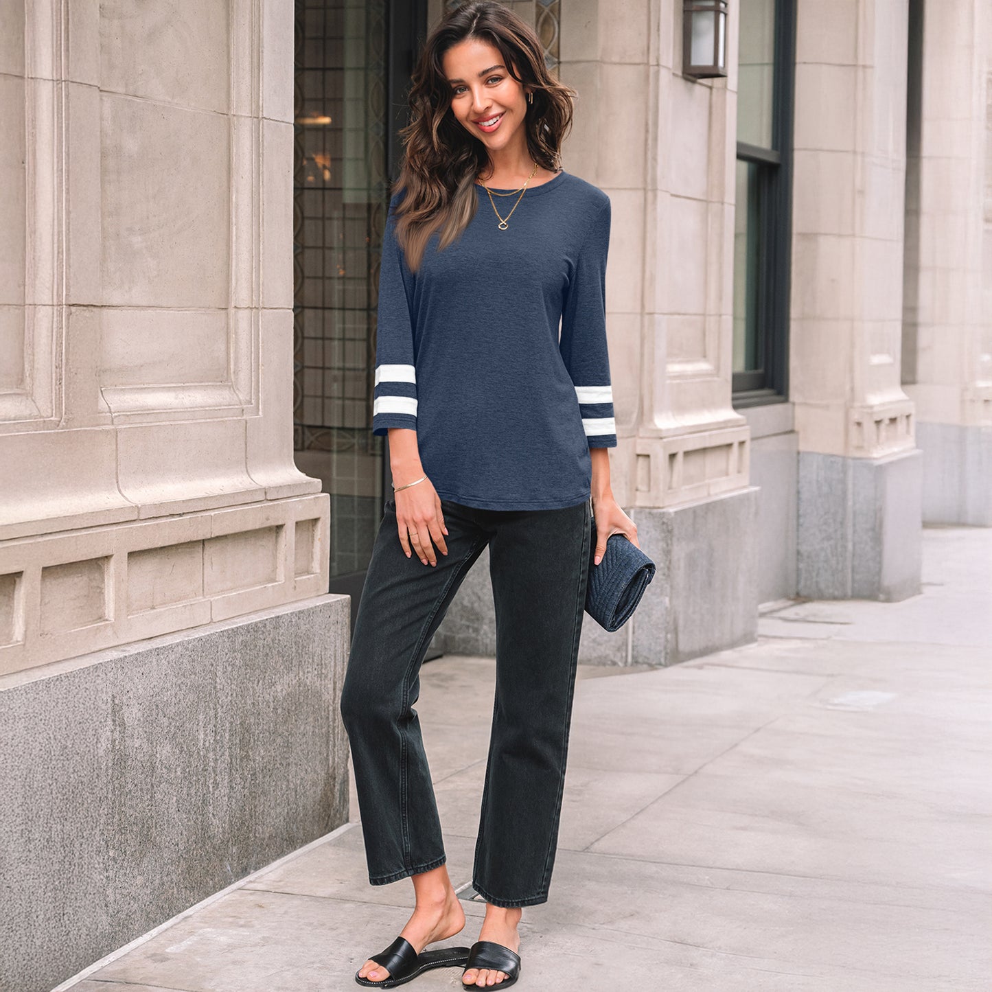 Walmart SUNBS Blouses for Women T Shirts 3/4 Sleeve Tops Business Dressy Casual Tees Trendy Outfits Clothes