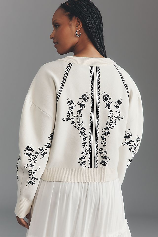 Anthropologie By Anthropologie Sculpted Puff-Sleeve Cardigan Sweater