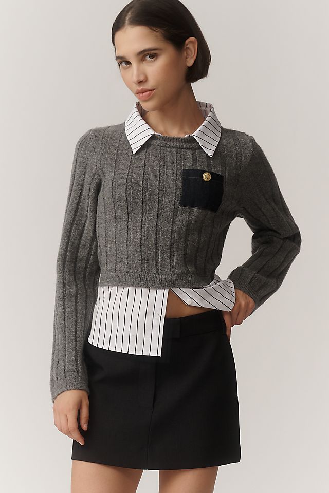 Anthropologie Maeve Sweater & Shirt Twofer