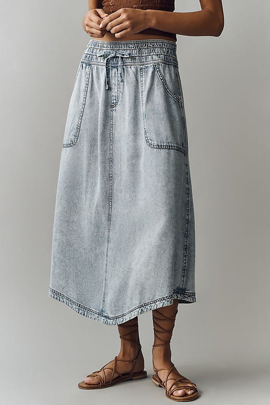 Anthropologie Pilcro Essential Beach Pull-On Midi Skirt