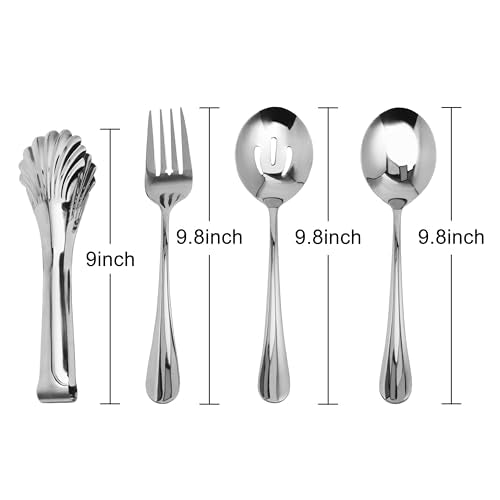 Serving Utensil Set,6-32piece Serving Utensil Set with Serving Spoons,Serving Forks,Serving Tongs Soup Ladle Catering Serving Utensils,Dishwasher Safe (9-9.8Inch-Serving Set-8pcs)