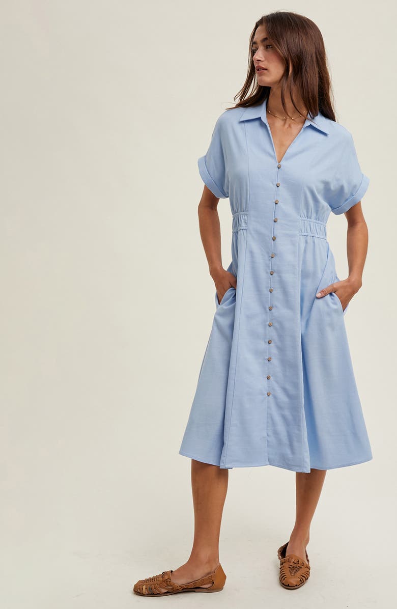 WISHLIST Short Sleeve Midi Shirtdress