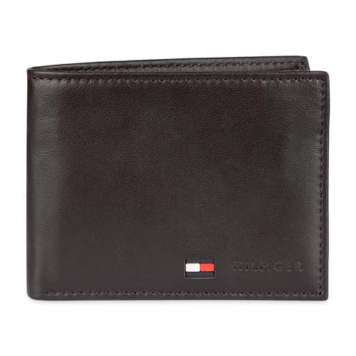 Tommy Hilfiger Men's Leather Wallet – Slim Bifold with 6 Credit Card Pockets and Removable ID Window