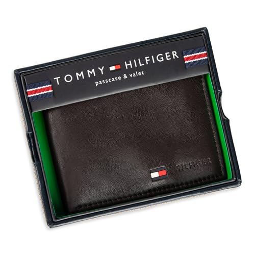 Tommy Hilfiger Men's Leather Wallet – Slim Bifold with 6 Credit Card Pockets and Removable ID Window