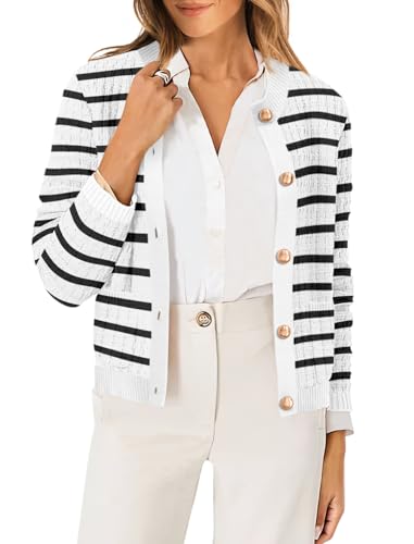 OFEEFAN Womens Cardigan Sweaters Open Front Long Sleeve Button Down Knit Jackets with Pockets 2024 Fall Winter