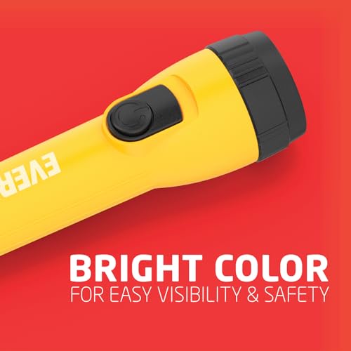 Amazon EVEREADY LED Flashlights (4-Pack), Bright Flashlights for Emergencies and Camping Gear, Flash Light with AA Batteries Included, Blue/Yellow (4-Pack)