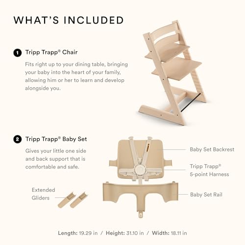 Stokke Tripp Trapp High Chair 2, Black - Includes Chair + Baby Set with Removable Harness for Children 6-36 Months - Adjustable, Ergonomic & Easy to Clean
