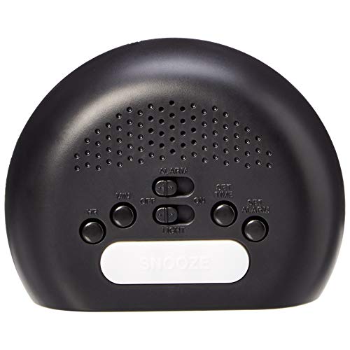 Amazon Amazon Basics Small Digital Oval Alarm Clock With LED Display, Nightlight & Battery Backup, Black, 4.5 x 3.5 x 2.4 Inches