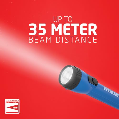 Amazon EVEREADY LED Flashlights (4-Pack), Bright Flashlights for Emergencies and Camping Gear, Flash Light with AA Batteries Included, Blue/Yellow (4-Pack)