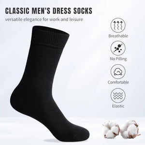Men's Dress Socks, Classic Cotton Dress Socks for Mens, Lightweight Breathable Odor Free Mens Socks - 4/6 Pairs Pack