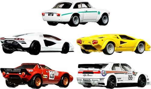 Hot Wheels Premium Car Culture Set of 5 Toy Cars in Collectible Container, Che Figata Die-Cast 1:64 Scale 5-Pack