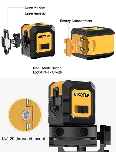 Laser Level Self-Leveling Green Beam Horizontal and Vertical Cross-Line Laser for Home Decoration Carrying Pouch, Battery Included