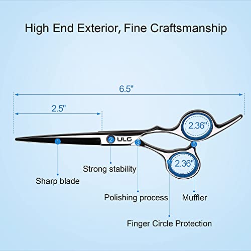 Amazon Hair Cutting Scissors, ULG Professional Hair Scissors 6.5 inch Right-Hand Razor Edge Barber Shears Salon Hair Cutting Shears Made of Japanese Stainless Steel, Hand Sharpened Blue