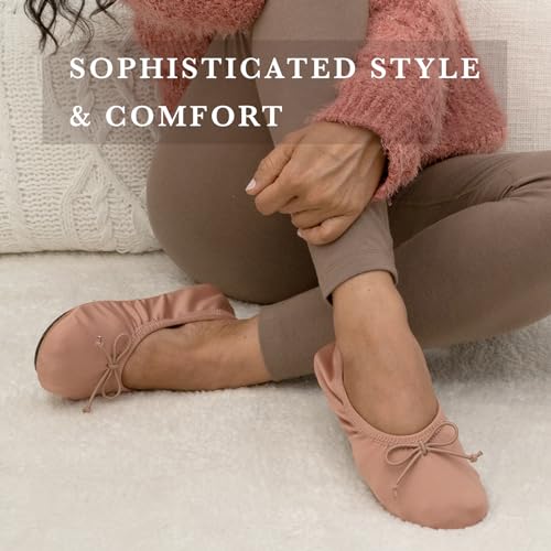 Clip coupon - isotoner Women's Satin Ballerina Slippers with Classic Ribbon Or Soft Tie Bow and Suede Sole