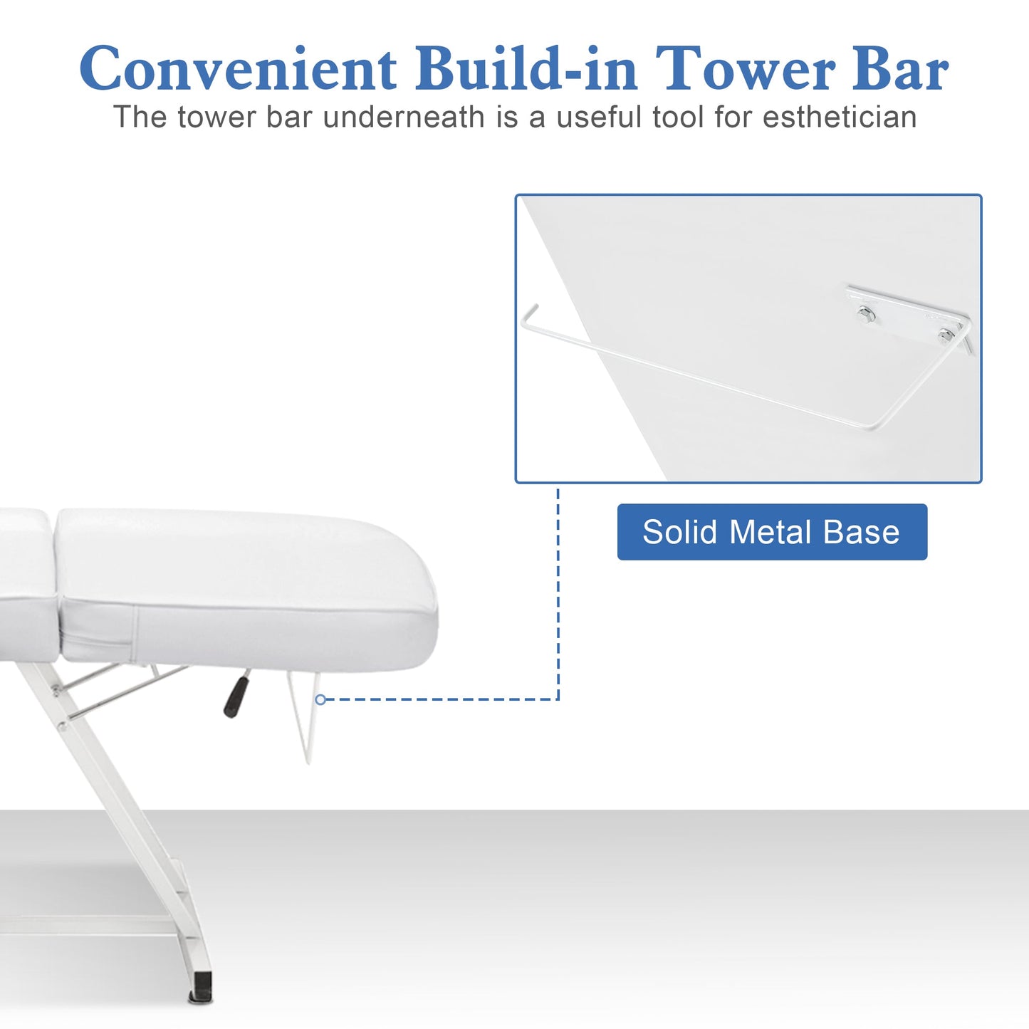 Walmart BarberPub Adjustable Massage Esthetician Table with Towel Hanger, Removable Headrest, Professional Tattoo Chair Facial Lash Bed, Multi-Purpose Spa Beauty Spa Salon Equipment, White