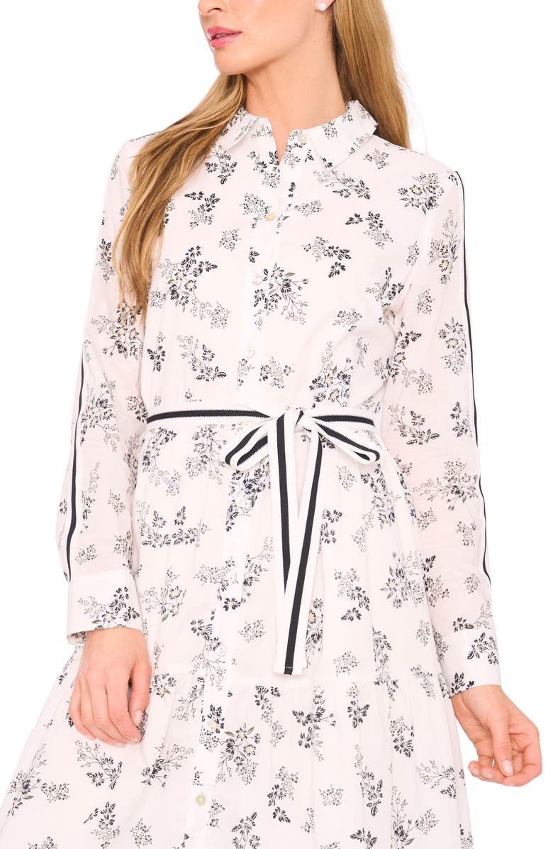 CeCe Floral Long Sleeve Cotton Maxi Shirtdress