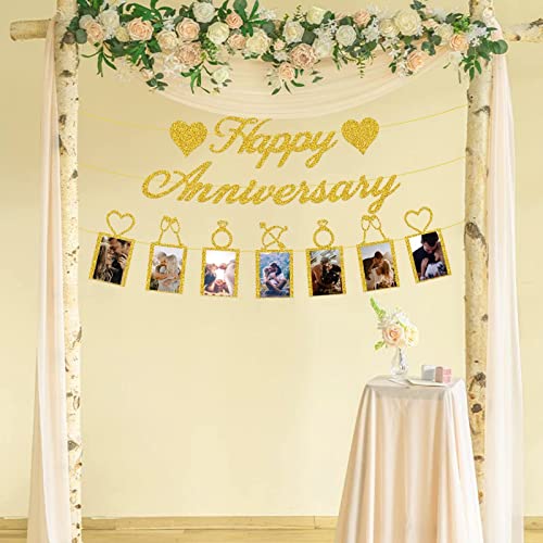 Amazon Happy Anniversary Party Decorations - Banner and Photo Banner for Wedding Party Decor