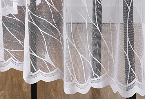 White 60 x 120 inches Lace Tablecloth | Rectangle Tablecloth with Modern Stripes Design | Dining Table Cover for 10-12 Guests (White, Rectangle 60" x 120")