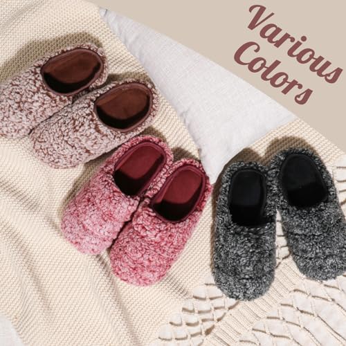 Wishcotton Women's Lamb-rub Sherpa House Slippers Memory Foam Indoor Outdoor