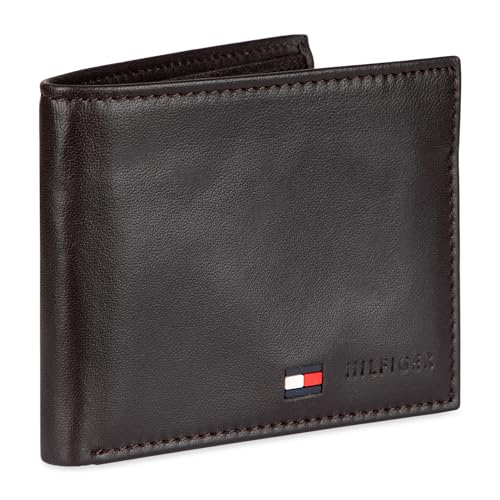 Tommy Hilfiger Men's Leather Wallet – Slim Bifold with 6 Credit Card Pockets and Removable ID Window
