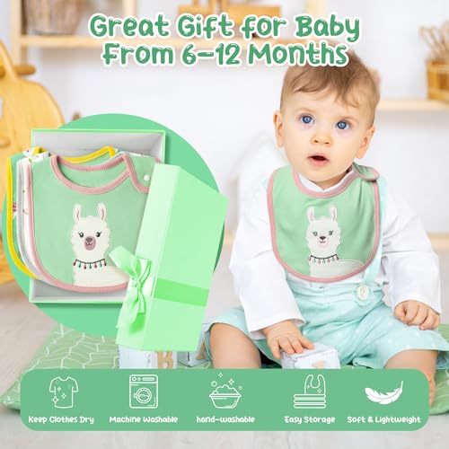 Cotton Drooling Baby Bib - 3Pcs Unisex Boy Girl Cotton Teething Infant Bibs with Adjustable Buttons