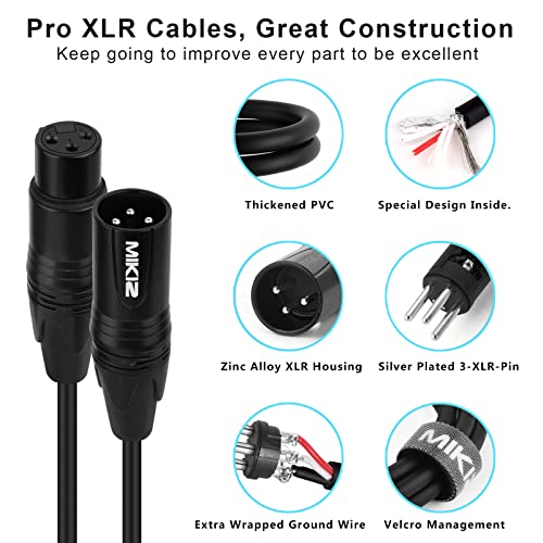 Amazon XLR Cables 50 Feet 2 Packs - Premium Balanced Microphone Mic Cord 3 Pin XLR Male to Female 50ft