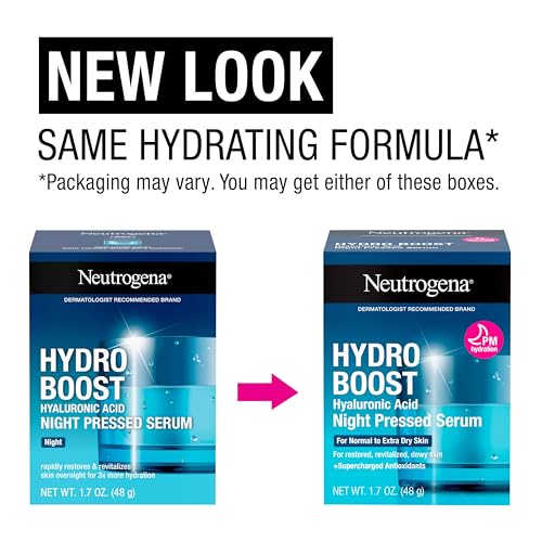 Amazon Neutrogena Hydro Boost Night Pressed Serum, Hyaluronic Acid Face Moisturizer for Normal to Extra Dry Skin, Delivers Overnight Hydration for Restored, Revitalized, Dewy Skin, 1.7 oz