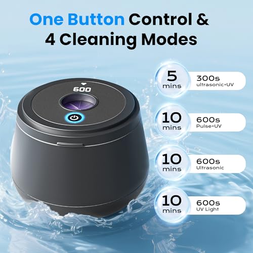 Amazon 45kHz Ultrasonic Retainer Cleaner, 200ML Dental Cleaning Pod for Dentures, Mouth Guards, Braces, Aligner, Toothbrush Jewelry and More, UV Denture Cleaner with 4 Modes & Digital Timer