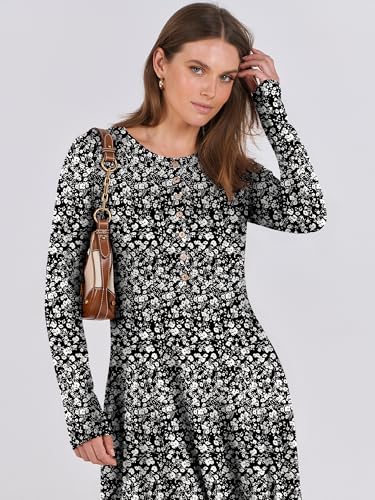 ANRABESS Women's 2024 Fall Long Sleeve Casual Maxi Dress Button Fit & Flare A-Line Swing Flowy Boho Long Dresses with Pockets