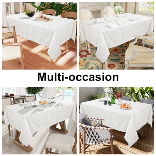 smiry Jacquard Rectangle Tablecloth 60x120 Inch, Waterproof Damask Table Cloth, Washable Decorative Fabric Table Covers for Dinner, Parties, Indoor and Outdoor, Beige