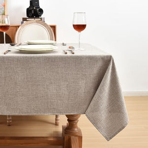 Fitable Nature Faux Linen Tablecloths Rectangle 60 x 84 Inch - 2 Pack Neutral Table Clothes for 4-6 Foot Tables, Wrinkle-Proof Faux Burlap Table Cover for Dining, Farmhouse, Outdoor Picnic, Camping