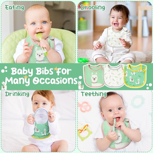 Cotton Drooling Baby Bib - 3Pcs Unisex Boy Girl Cotton Teething Infant Bibs with Adjustable Buttons