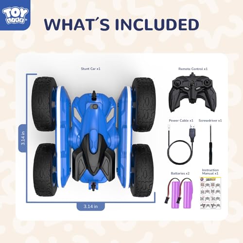 TOY Life Kids Stunt Remote Control Car 2.4G HZ Remote Control Cars RC Stunt Car Remote Control Toys for Boy & Girl RC Stunt Car Double Sided 360° Rotating Cars Birthday for Kids