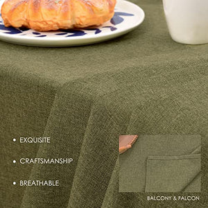 BALCONY & FALCON Extra Large Rectangular Tablecloth Water Resistant Table Cover Used for Gatherings Households Restaurants Kitchens Banquets (Olive, 91 x 156 inch)