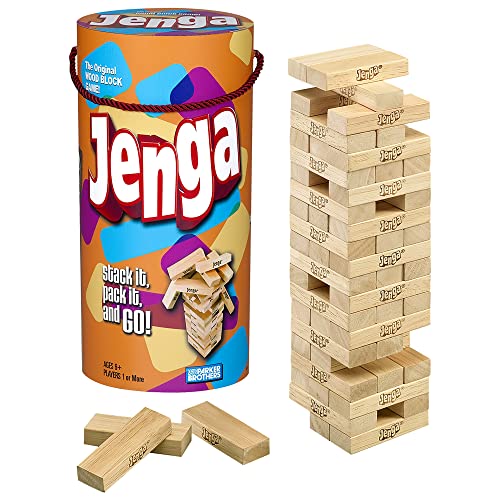 Amazon Hasbro Gaming Jenga Wooden Blocks Stacking Tumbling Tower Game | Party Games for Kids & Families | Easter Basket Stuffers | Ages 6+ (Amazon Exclusive)