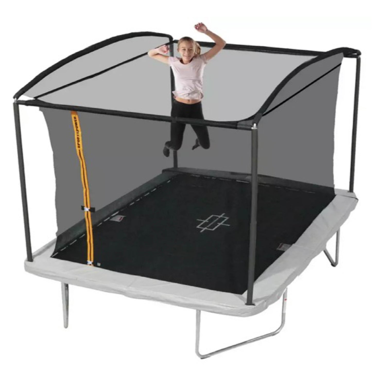 Walmart Sportspower Bounce Pro 6x8’ Rectangular Trampoline for Kids 6+ with Safety-Enclosure in Gray and Orange