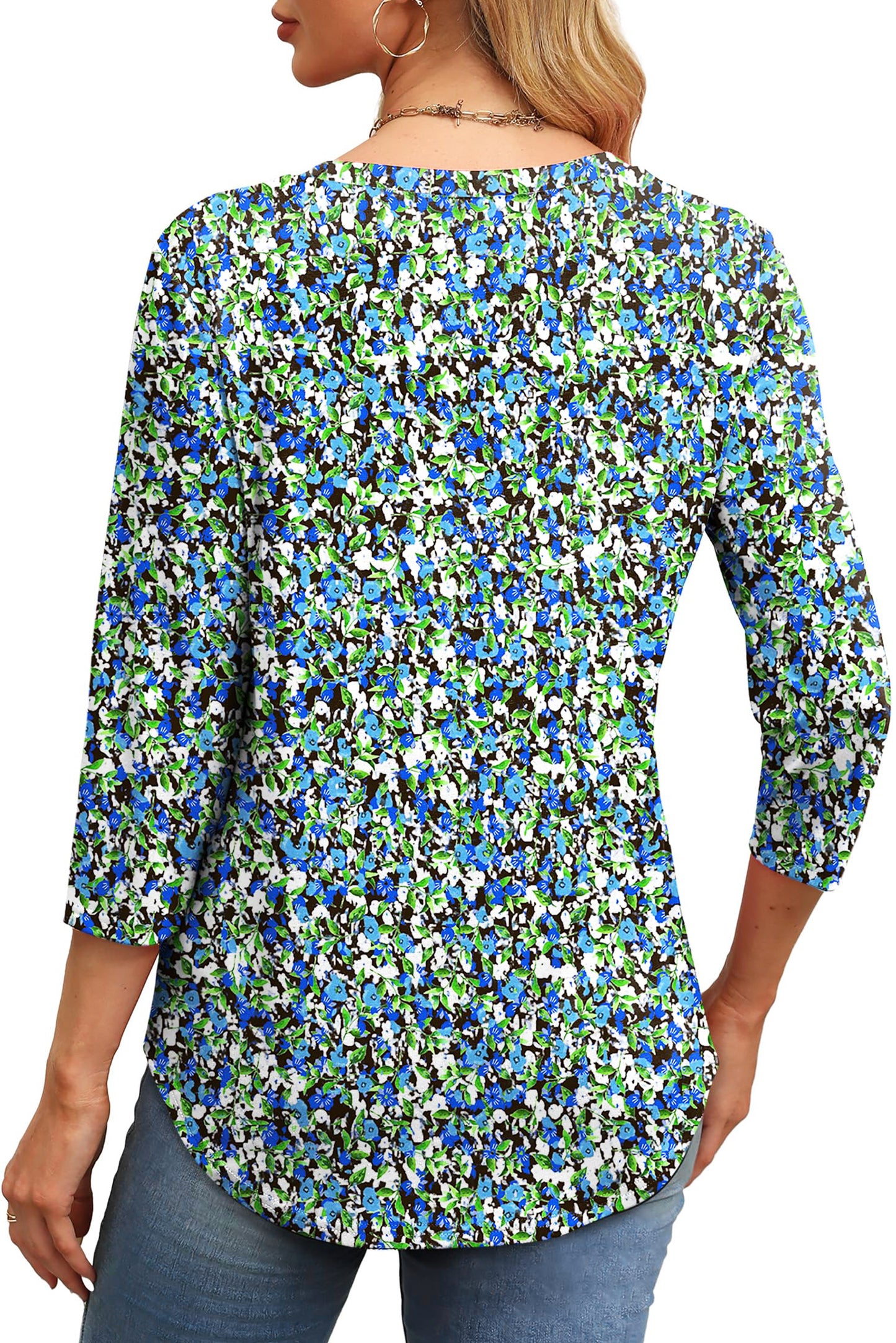 Walmart Fantaslook Womens Plus Size Tops 3/4 Sleeve Pleated Dressy Blouses Crew Neck Casual Tunic Tops Summer Shirts