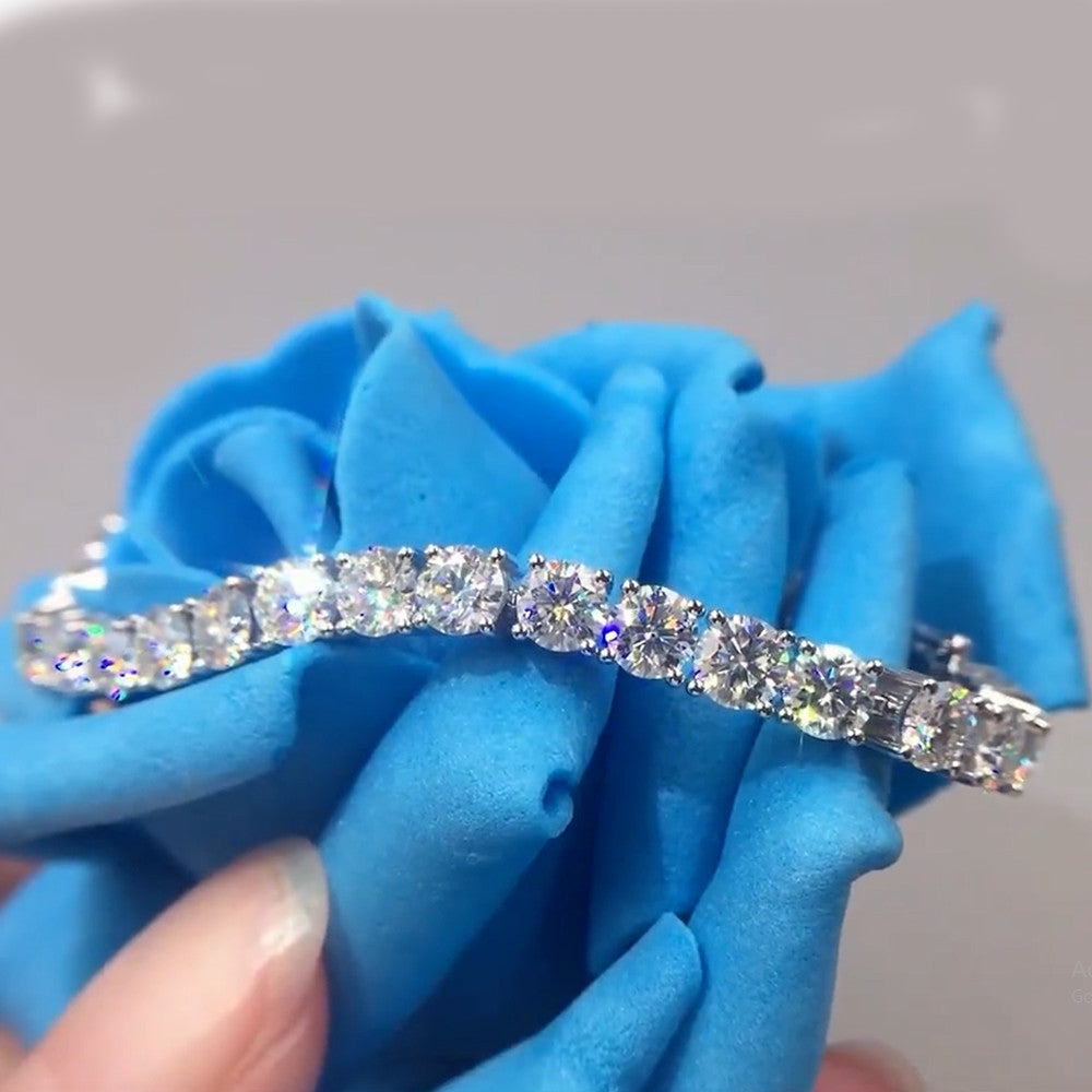 Walmart 4MM 12Ct Round Cut Lab Created Diamond Women's Gift Tennis Bracelet For Women's 14K White Gold Plated Sillver 7"