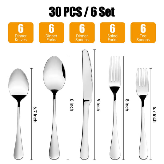 thumbnail image 2 of 45 Pieces Silverware Set, Stainless Steel Flatware Set Service for 9, Silver, 2 of 7