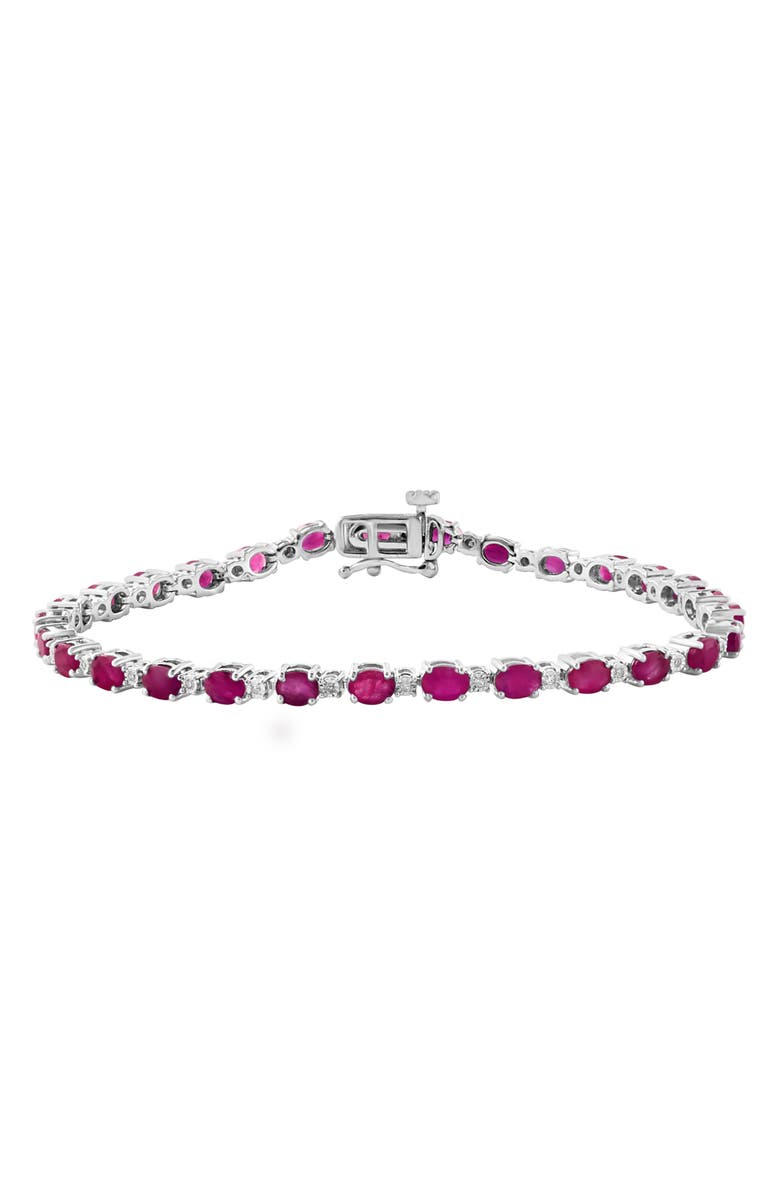 EFFY Sterling Silver Ruby Diamond Bracelet - 0.06 ctw.