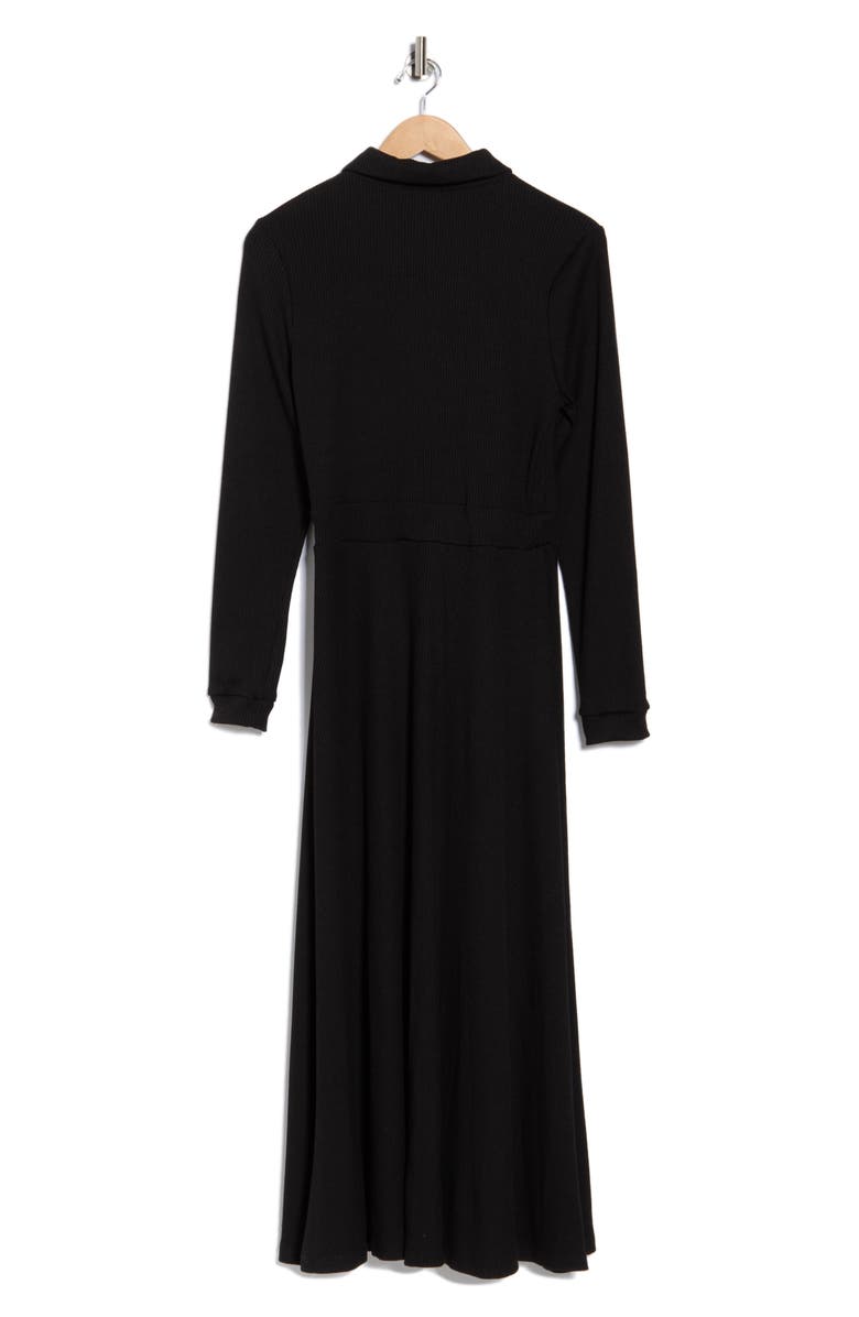 AREA STARS Raya Long Sleeve Rib Midi Dress