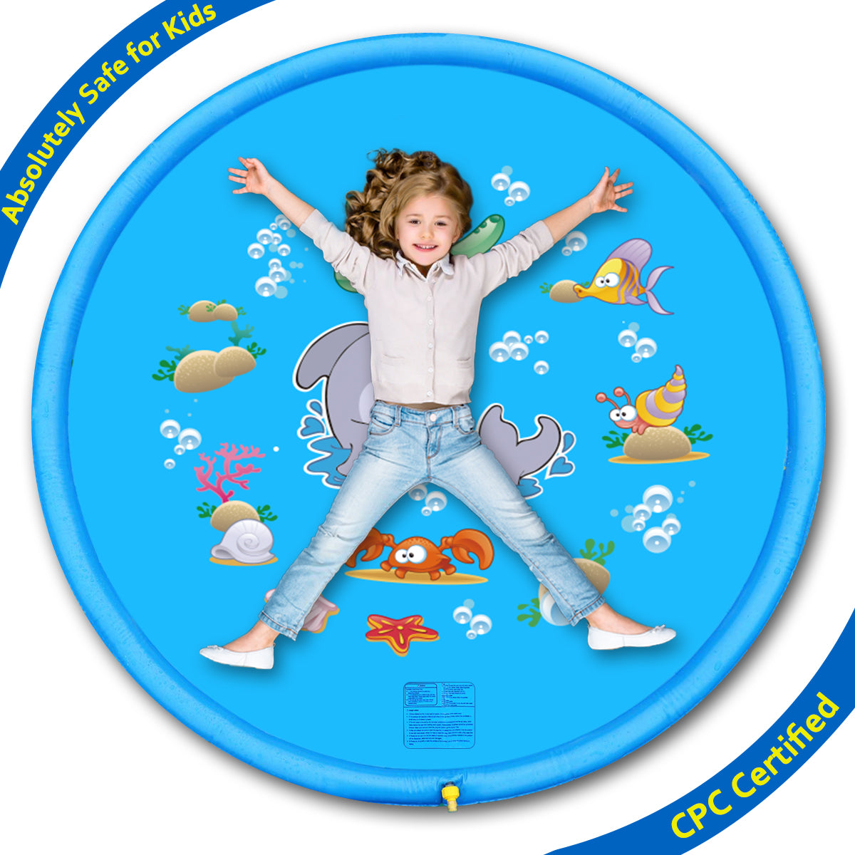 Walmart DUNCHATY 68" Splash Pad for Kids and Adults Outdoor Lawn Games Water Play Toy Mat, Blue