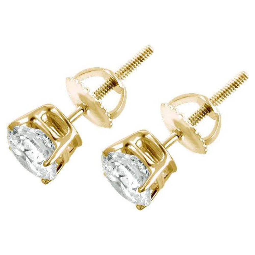 Walmart Pompeii 1ct Round Cut Diamond Stud Earrings in 14K Yellow Gold with Screw Backs (I-J,I1)