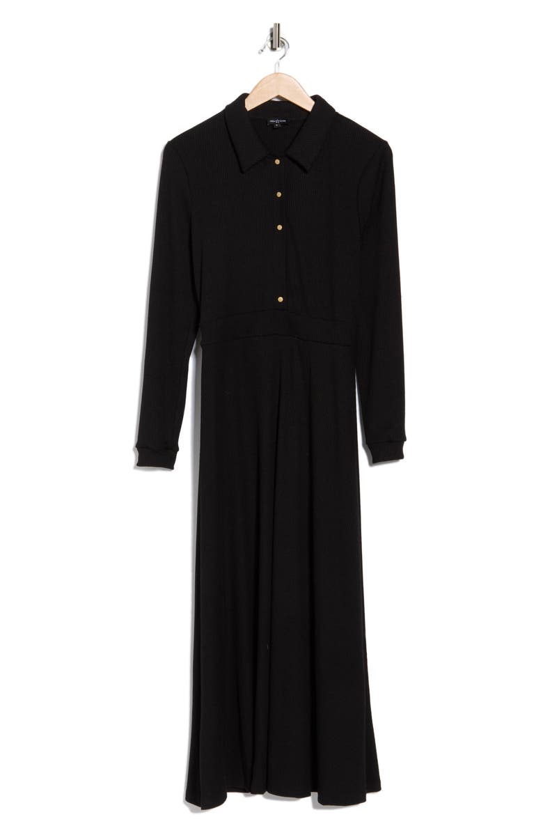 AREA STARS Raya Long Sleeve Rib Midi Dress