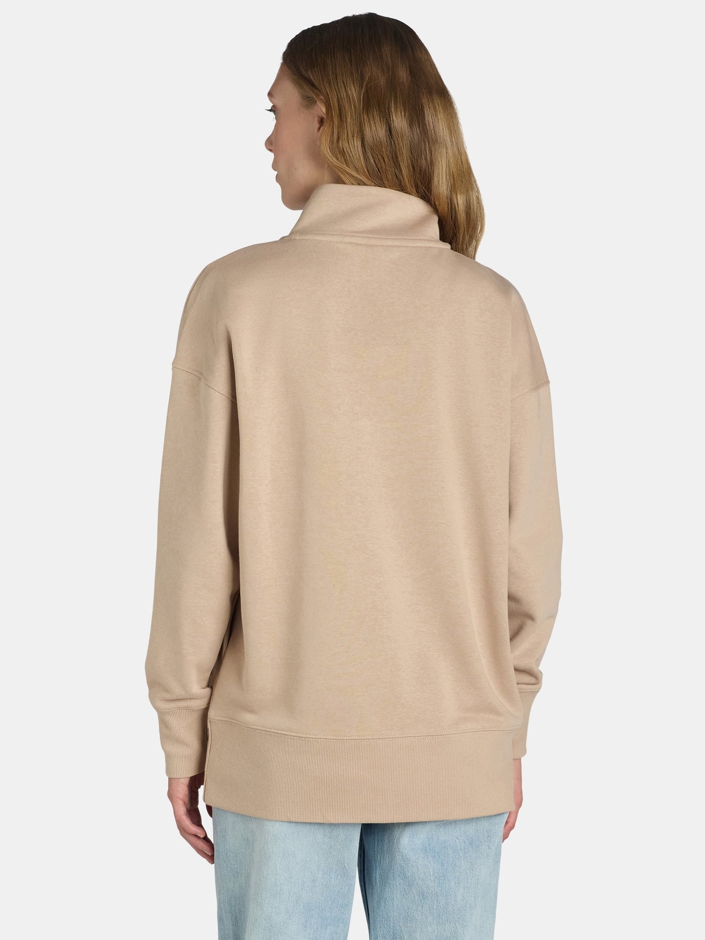 thumbnail image 3 of Time and Tru Women's Mock Neck Sweatshirt with Button Placket, Sizes XS-XXXL, 3 of 5