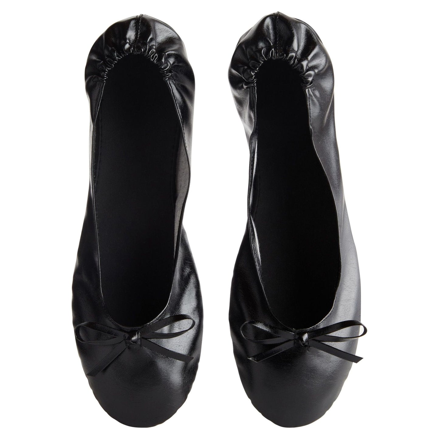 Walmart Black Foldable Ballet Flats for Women, Roll Up Flats with Zipper Pouch, US Size 8.5-9.5