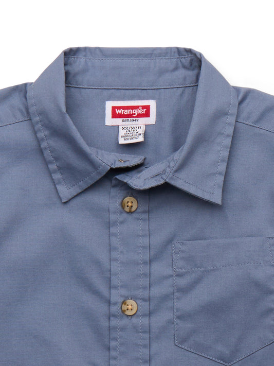 Walmart Wrangler Boys Button-Up Short Sleeve Shirt, Sizes 4-16